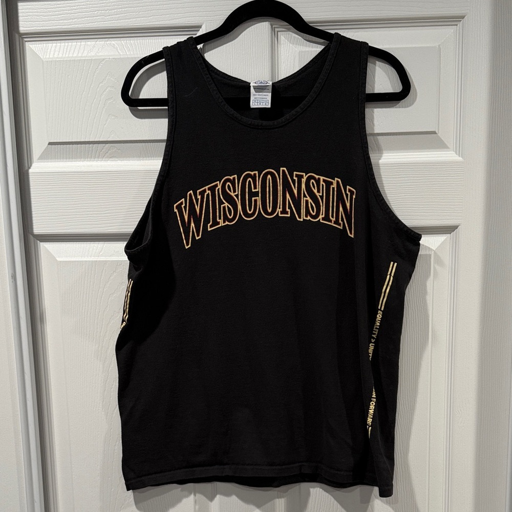 Vintage Wisconsin Delta Pro Weight Black Tank Top muscle tee